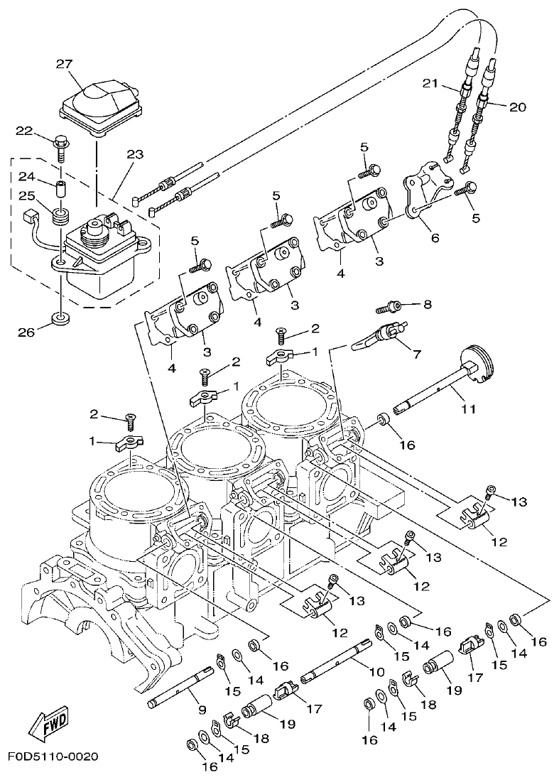 Yamaha A1 CYLINDER & CRANKCASE 2 parts diagram